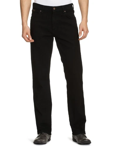 Wrangler Texas Stretch Jeans New Men’s Black Overdye Denim Pants All Sizes