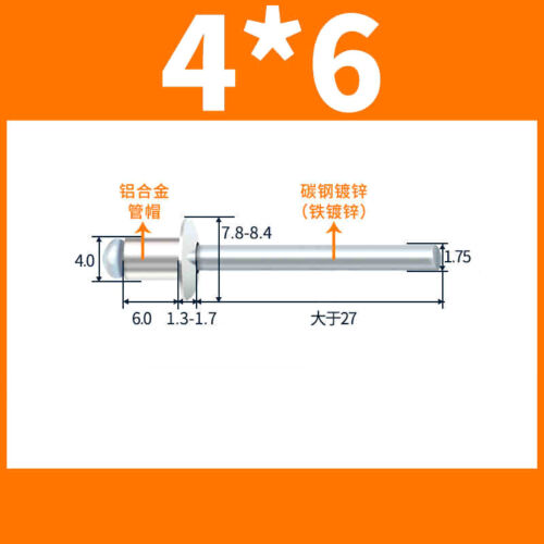 Standard Blindnieten Flachkopf Ø2,4 bis 6.4mm in Alu/Stahl Popnieten Nieten Niet - Bild 34 von 66