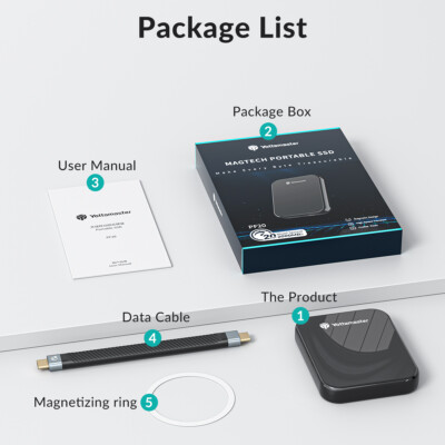 Yottamaster 1TB Tragbar Externe Magnetisches SSD-Gehäuse für  iPhone 17/16 Pro