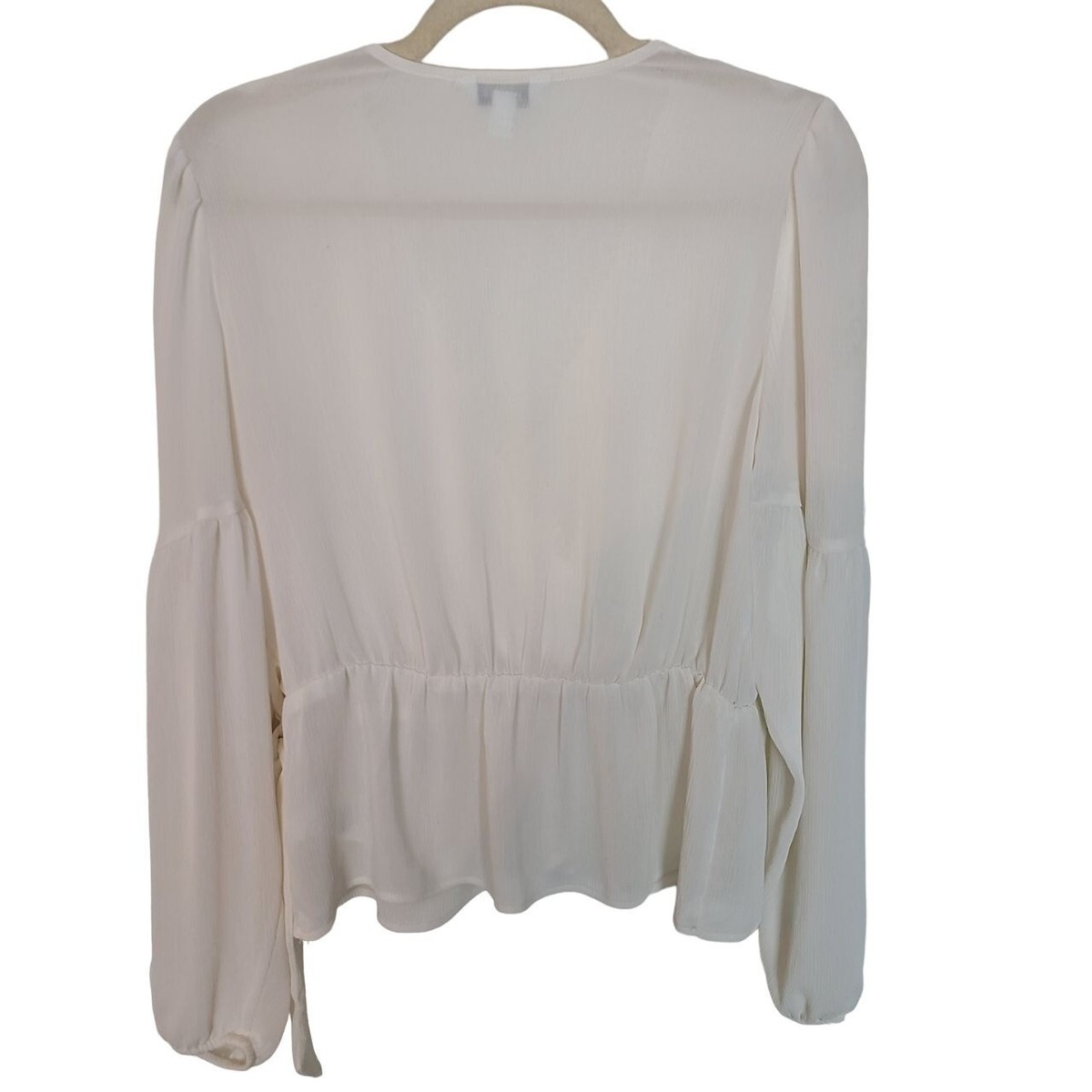 Express Womens S Ivory Long Sleeves Tie Side Lace Trim Wrap