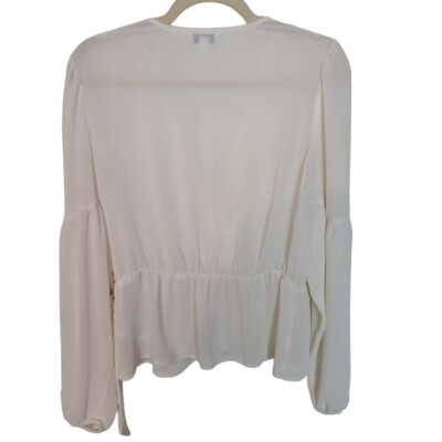 トップス louren russel lace peplum blouse ivory Flounce Sleeve Peplum Blouse Women Long Sleeve Square Neck