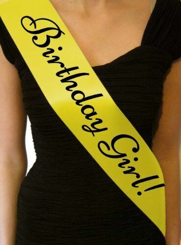 Yellow Birthday Girl Sash Sashes Party Celebration 18th 16th 21st 30th 40 decor