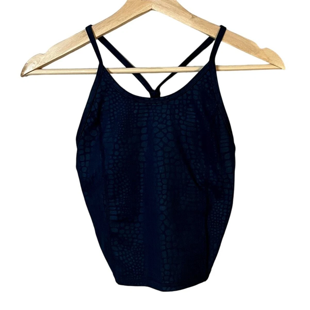 sweaty-betty snakeskin print cropped racerback tank-top