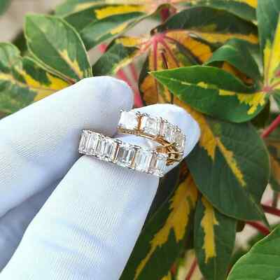 Certified Eternity Crossover Ring Anniversary Lab Grown Diamond 14K Yellow Gold