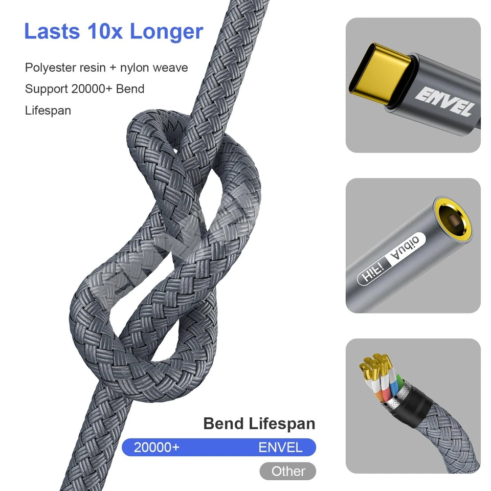 USB C auf 35 mm Buchse Kopfhörer-Adapter Type C auf AUX-Audiokabel kompatibel... - Bild 4 von 4