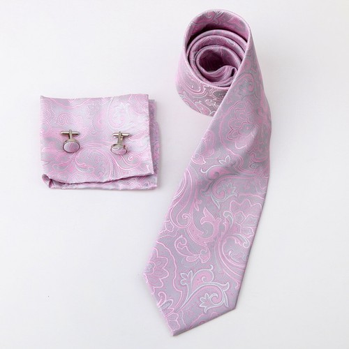 Epoint PH1112 Pink Paisley Silk Tie Hanky Cufflinks Gift Box Set Present Idea - Picture 2 of 4