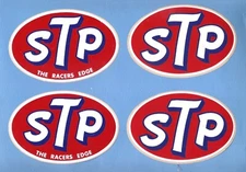 VINTAGE 1970's 1980's STP RACING STICKERS LOT (4) 5 X 3 INCH INDY NASCAR FREE SH