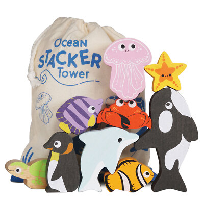 Ocean Stacker, Le Toy Van PETILOU, Lern- und Holzspielzeug 9 Wassertiere (PL139)