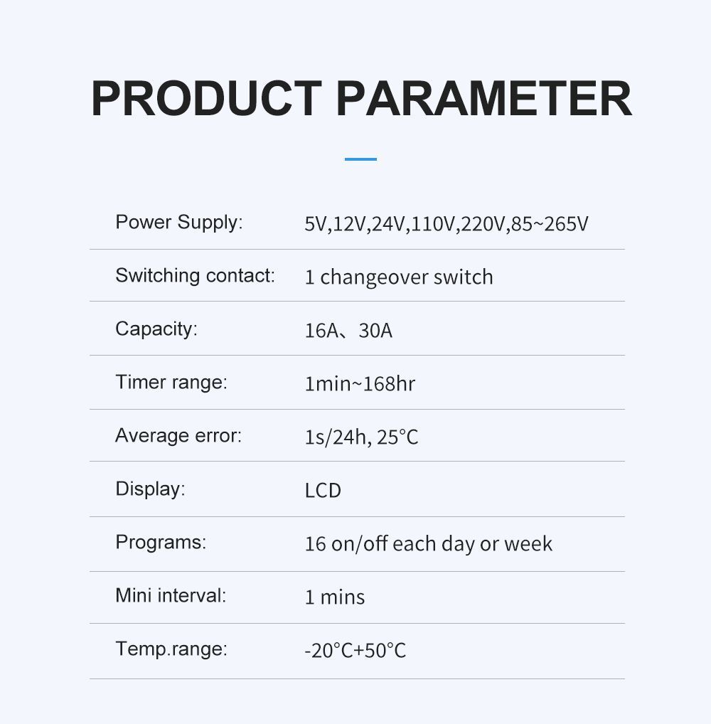 Digital Time Switch Relay 7 Days Programmable Din Rail Control Ac 220v-48v 16a