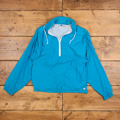 Vintage Russell Athletic Windbreaker Jacke M 90s USA Made Blau Damen Reißverschluss