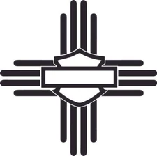 Zia Shield and Bar Harley New Mexico Flag NM Motorcycle Decal Sticker