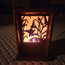Ventura Hand Crafted Wooden Nightlight Wood Box Lamp Vintage Hummingbird 