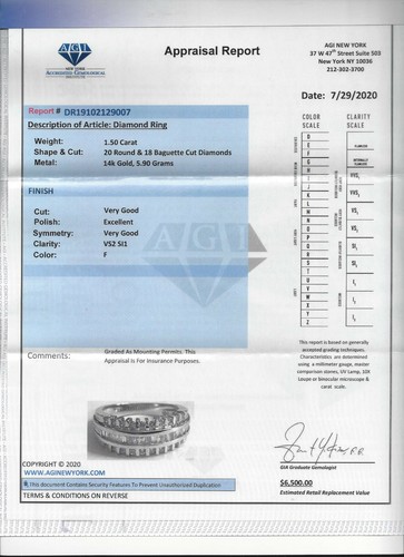 14K White Gold Diamond Wedding Band Diamond=1.00 Carat F-SI2/VS2 Value=$6,500 - Picture 12 of 12