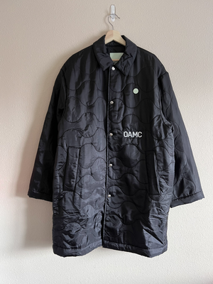 OAMC Re:Work Quilted Peacekeeper Long Jacket - Size Large - Black 