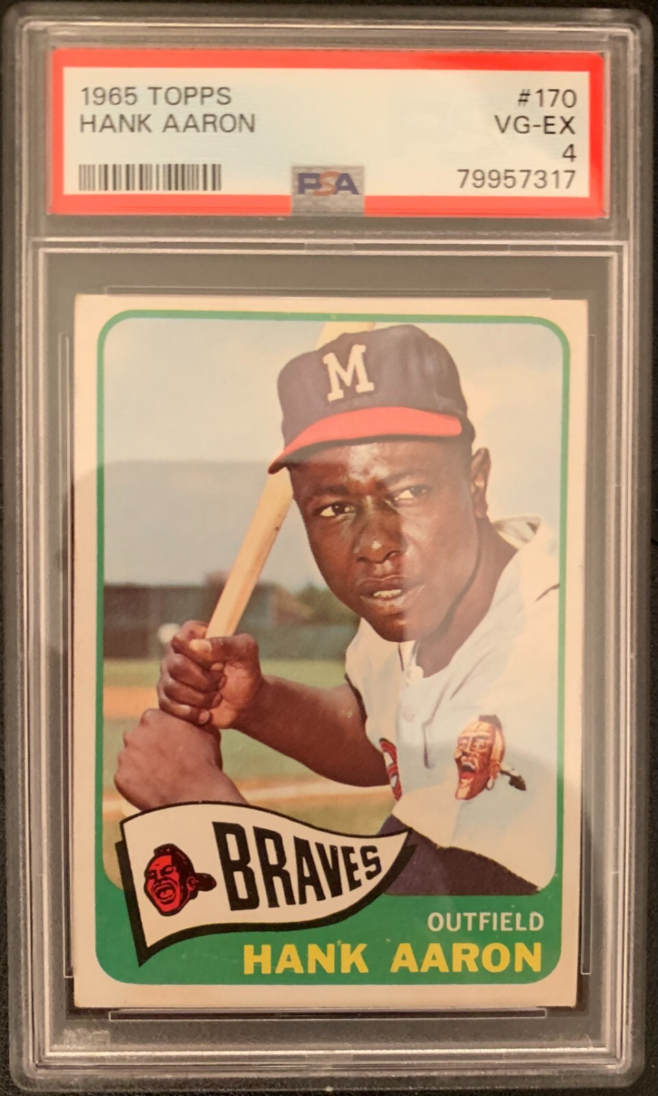 1965 TOPPS HANK AARON #170 PSA 4 VG-EX HALL OF FAME POP 820