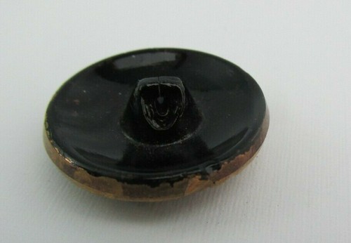 Lot of 3 Vintage Black & Gold Luster Glass Buttons Clear Glass w/Gold Self Shank - Picture 5 of 10