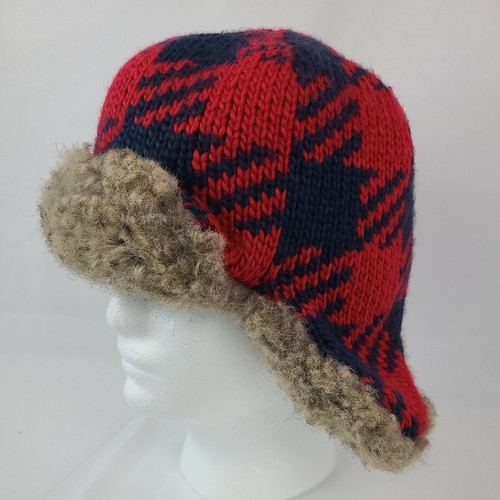 Red Trapper Bomber Hat Faux Fur 