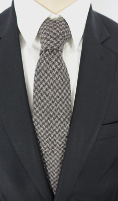 NEU - Windsor Herren Business Krawatte - grau-schwarz - Hahnentrittmuster -Wolle