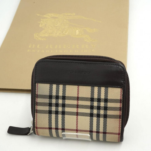 BURBERRY Nova Check Bi-fold Wallet in Beige Canvas & Leather 2820