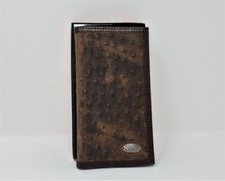 NOCONA OSTRICH PRINT LEATHER RODEO WALLET CHECKBOOK COVER