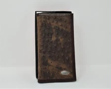 NOCONA OSTRICH PRINT LEATHER RODEO WALLET CHECKBOOK COVER
