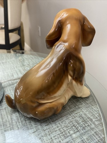 VINTAGE SITTING BEAGLE PUPPY DOG Figurine 7”x7” BROWN AND TAN PREOWNED - Picture 4 of 12