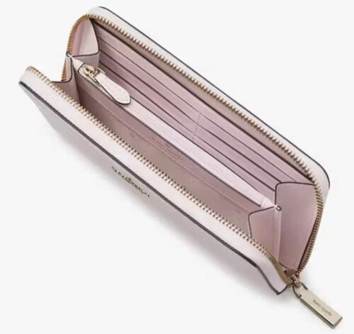 Kate Spade Lena Large Continental Wallet Pebbled Leather Shimmer Pink Zip Around - Picture 2 of 6