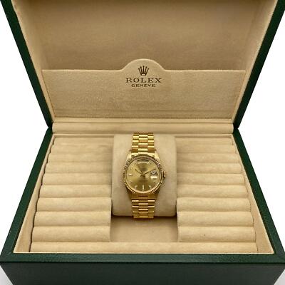 Rolex President 36mm Day-Date 18238 Gold Diamond Champagne Dial Mens Watch 