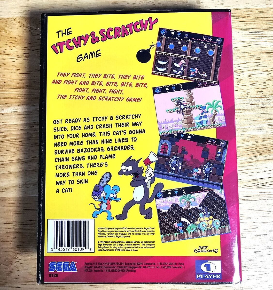 The Itchy & Scratchy Game - 16 Bit MD Game & Case For Sega The Itchy & Scratchy Game - 16 Bit MD Game & Case For Sega