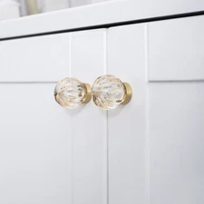 Brass Acrylic Champagne Wardrobe Door Knob Cupboard Drawer Pull Cabinet Handle