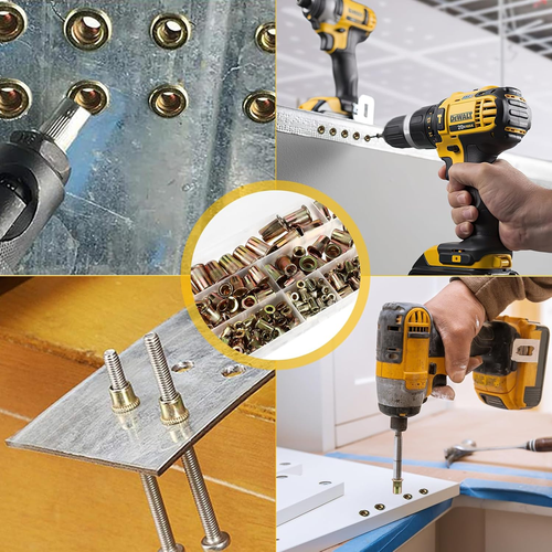 165 Pezzi Rivetti Filettati M3 M4 M5 M6 M8 M10 Rivetti Filettati Zincato Boccole - Foto 7 di 7