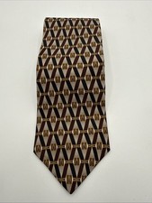 Vintage Jacques Estier Mens Silk Tie Necktie 4”x 59” Geometric Diamonds USA Made