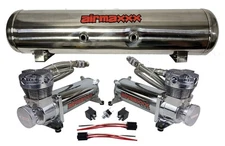 airmaxxx Dual 480 Chrome Compressors 5 Gal 7-Port Polished Stainless Tank 200psi