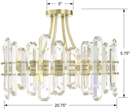 Crystorama Lighting Group BOL-8884 Bolton 4 Light 21"W Semi-Flush - Brass - Picture 10 of 12