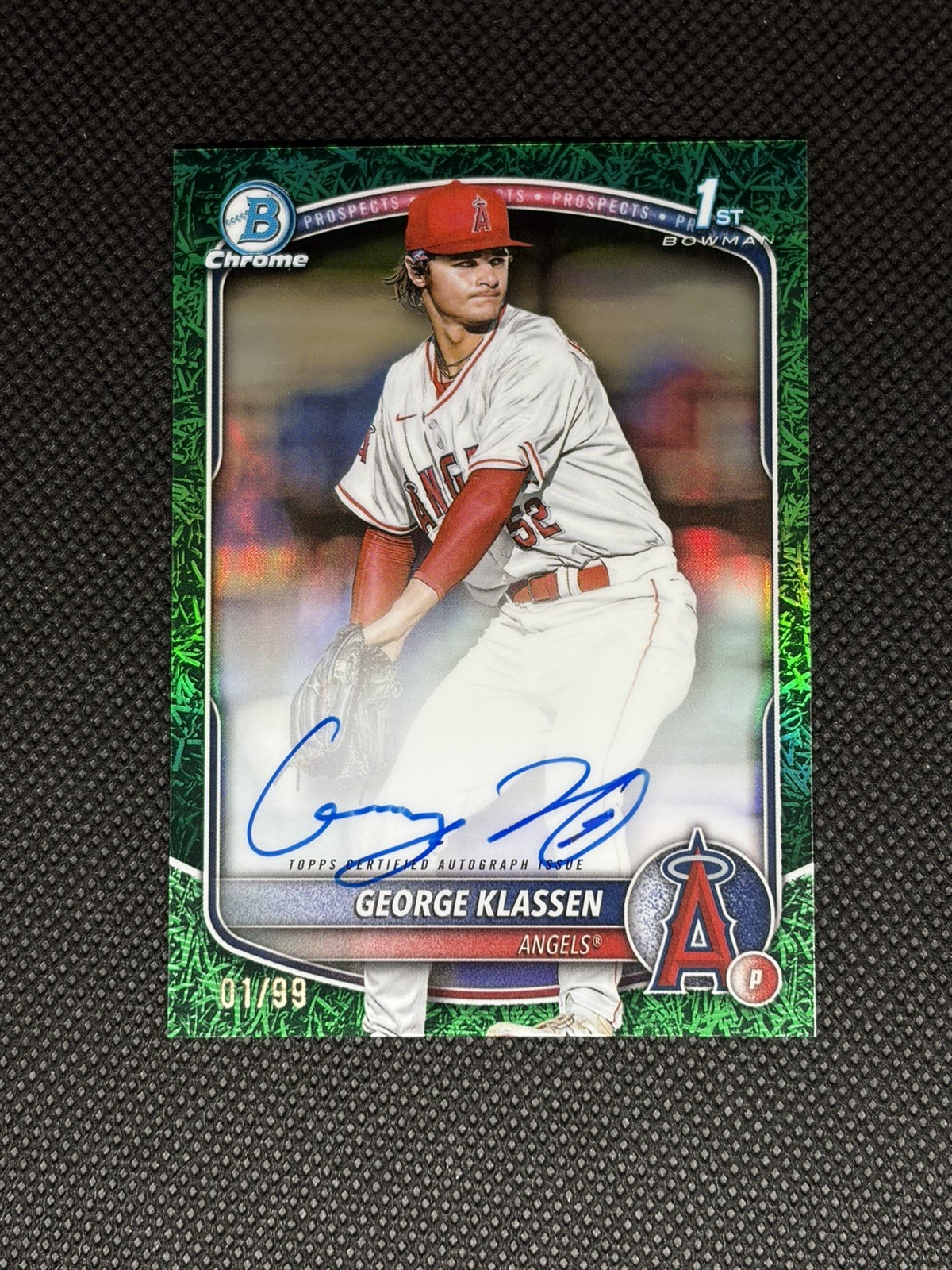2025 Bowman #CPA-GK George Klassen 1ST RC AUTO GREEN GRASS 01/99 Chrome 