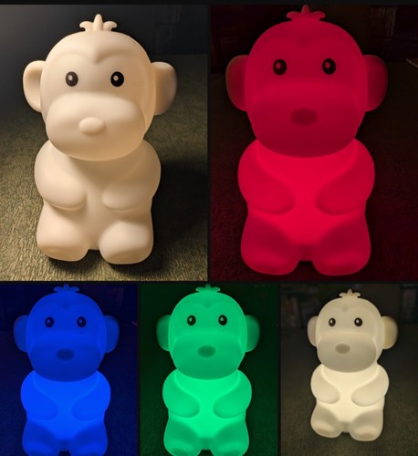 Globe Monkey Night Light 13252 Rechargeable Touch Control Multi Color W/ Charger