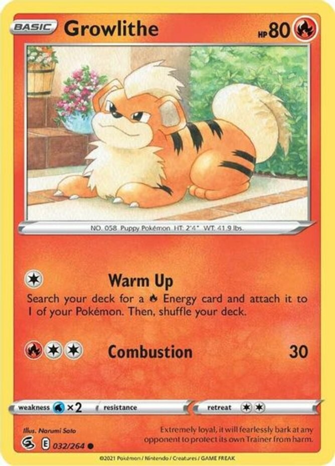 Growlithe - 032/264 - Common (Near Mint) Fusion Strike - Fire Pokémon