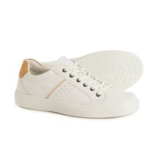 Ecco Mens White Lion Soft Classic Leather Lace Up Casual Sneaker Shoes NIB $150