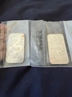 Silver 2018 Dragon BAR X 2 Australia BU in Sealed APMEX Packaging Toning