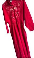Vanity Fair Loungewear Robe RED Cozy Velour Zip Front Housecoat VTG 60s Size S