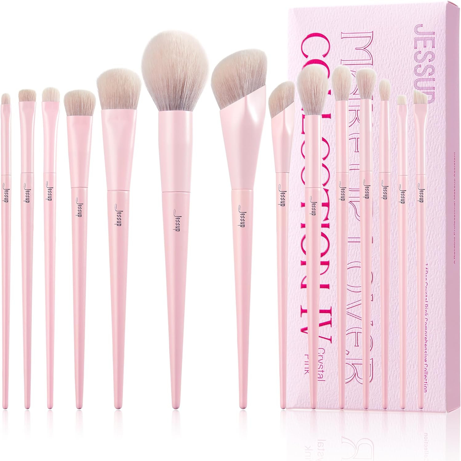 Kit Pennelli Trucco Rosa 14 Pezzi | Look Impeccabile e Setole Morbide