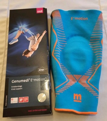 Genumedi E+motion Standard Kniebandage Gr. 4 IV azur/orange Topzustand