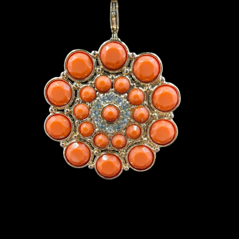 Premier Designs Naranja Floral Distintivo Collar Racimo de Cristal Babero 21" Negrita Foto 4 de 4