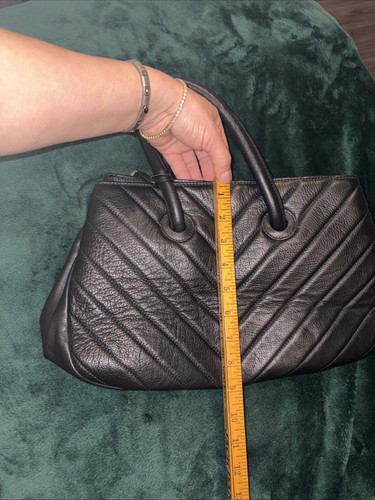AUTHENTIC FURLA CHEVRON BLACK QUILTED LEATHER SATCHEL  EUC - Picture 15 of 16