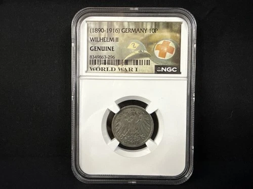 1890–1916 Germany 10 Pfennig WWI Wilhelm II – NGC Genuine Slabbed WWI - 1911