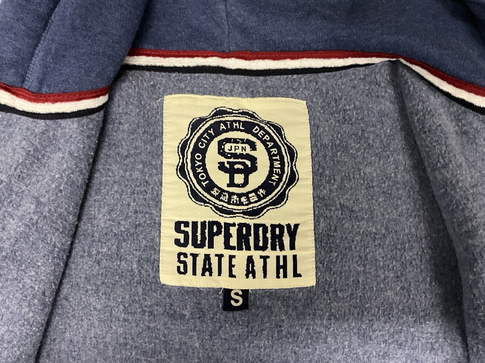 Superdry Women's Track & Field Zip Hoodie Eclipse Navy Pink Logo Size S image 10