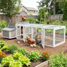 Outdoor Wooden Chicken Coop Hen House with Run for 2-4 Chickens