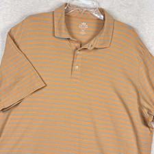 Peter Millar Polo Shirt Mens XXL Orange Blue Striped Seaside Wash Performance