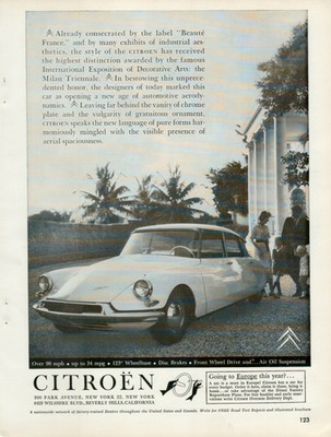1959 Citroen New Age Automotive Aerodynamics Design Original Vintage Print Ad