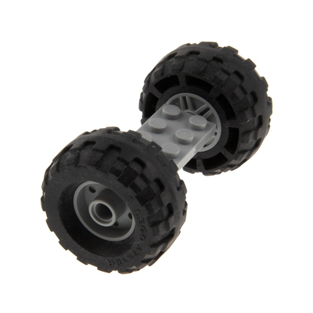 1X Lego Wheel Axle 2X4 New Light Gray Black Rim 18X14 Gray 30157 55981C04